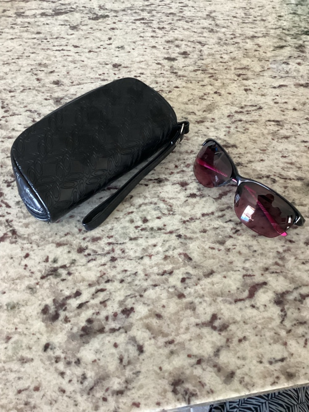 Oakley Women's Black Frame Sunglasses with Pink Gradient Lenses and Zip Case